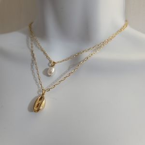 NWT J. Crew pearl & shell layering necklace